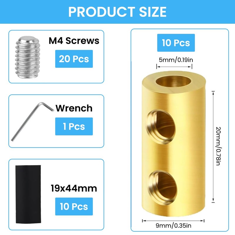 Serplex ® 10 قطع موصلات الأسلاك مع 10 قطع أنابيب انكماش حراري، براغي ومفتاح 6 AWG توصيل سريع طرفي 80 أمبير موصل دائري - Image 2