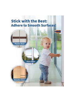 KASTWAVE Sliding Door Lock for Child Safety, Glass Door Window Security Lock, Baby Pets Proofing Cabinet Doors Locks, No Drilling Tools Needed, 4 Pack  - Image 3