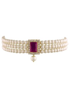 I Jewels I Jewels Gold Plated Traditional Stone Pearl Choker Necklace Jewellery Set For Women/Girls (ML237Q)  - Image 4