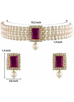 I Jewels I Jewels Gold Plated Traditional Stone Pearl Choker Necklace Jewellery Set For Women/Girls (ML237Q)  - Image 3