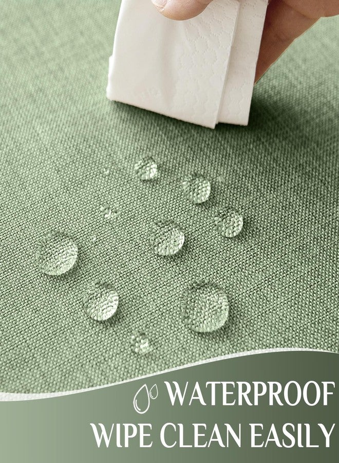 Softalker مفرش طاولة مستطيل من الكتان المنسوج من Softalker، مقاوم للماء وقابل للمسح، مصنوع من الخيش الريفي، أغطية طاولات مقاومة للبقع للمطبخ وغرفة الطعام وحفلات العطلات (60 × 84، أخضر زيتوني) - Image 3