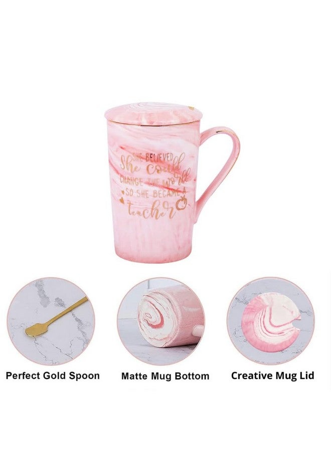 NYRWANA Coffee Mug, Gift Items for Women, Cups and Mugs, Ceramic Mug, Cute Mugs for Teacher with Spoon & Gift Box (400ml-Pink) - Image 3