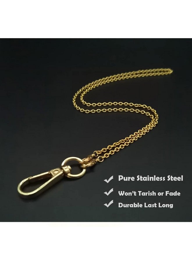 Sopopal Lanyards For Id Badges Necklace Chain Lanyard For Keys Gold Stainless Steel Id Badge Holder  - Image 2