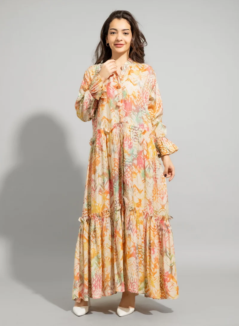 IKKXA Printed Patterns Modern Jalabiya IN9069 Beige