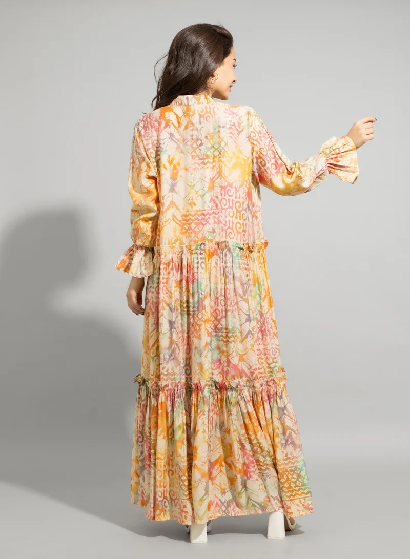 IKKXA Printed Patterns Modern Jalabiya IN9069 Beige