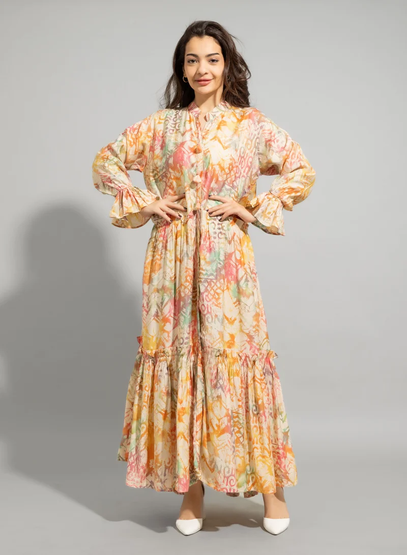 IKKXA Printed Patterns Modern Jalabiya IN9069 Beige