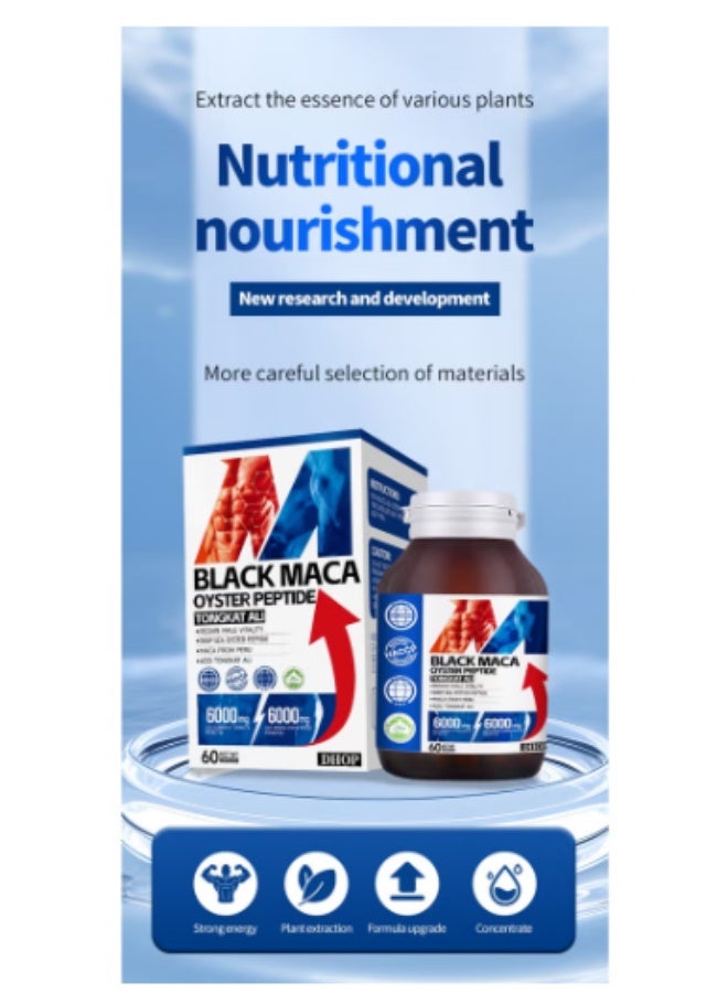 DHOP Black Maca Oyster Peptide Tongkat Ali Capsules, Male Vitality & Stamina Boost, Energy Support Supplements - Image 2