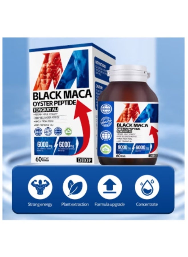 DHOP Black Maca Oyster Peptide Tongkat Ali Capsules, Male Vitality & Stamina Boost, Energy Support Supplements - Image 1