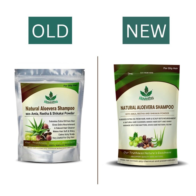 Havintha Natural Hair Shampoo with Herbal Amla Reetha Shikakai and Aloe vera Powder For Men Women For Oily Hair Paraben and Sulphate Free Shampoo Each 227gm Total 681g - Image 2