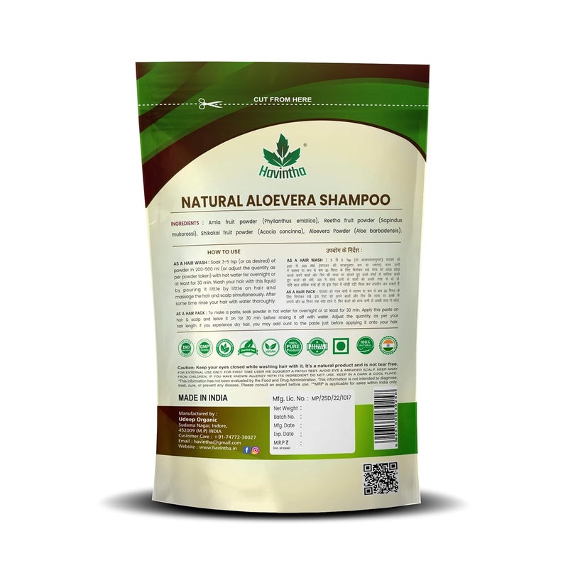 Havintha Natural Hair Shampoo with Herbal Amla Reetha Shikakai and Aloe vera Powder For Men Women For Oily Hair Paraben and Sulphate Free Shampoo Each 227gm Total 681g - Image 3