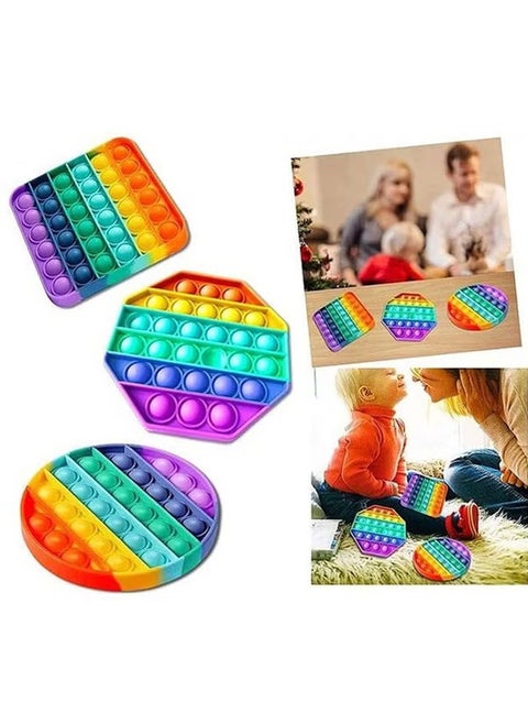 3-Piece Simple Dimple Push Pop Bubble Sensory Stress Relief Fidget Squishy Toy Set