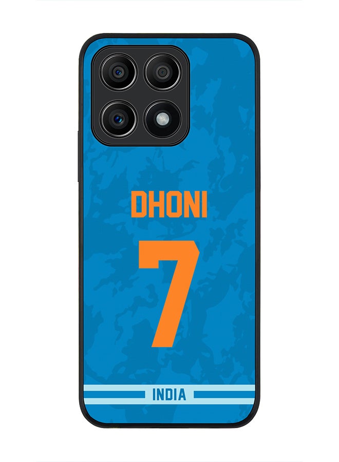 Stylizedd Rugged Black Edge Case for Honor X8A 4G, Slim fit Soft Case Flexible Rubber Edges Thin Cover - Player Name - MS Dhoni, Jersey Number- 7 - Image 1