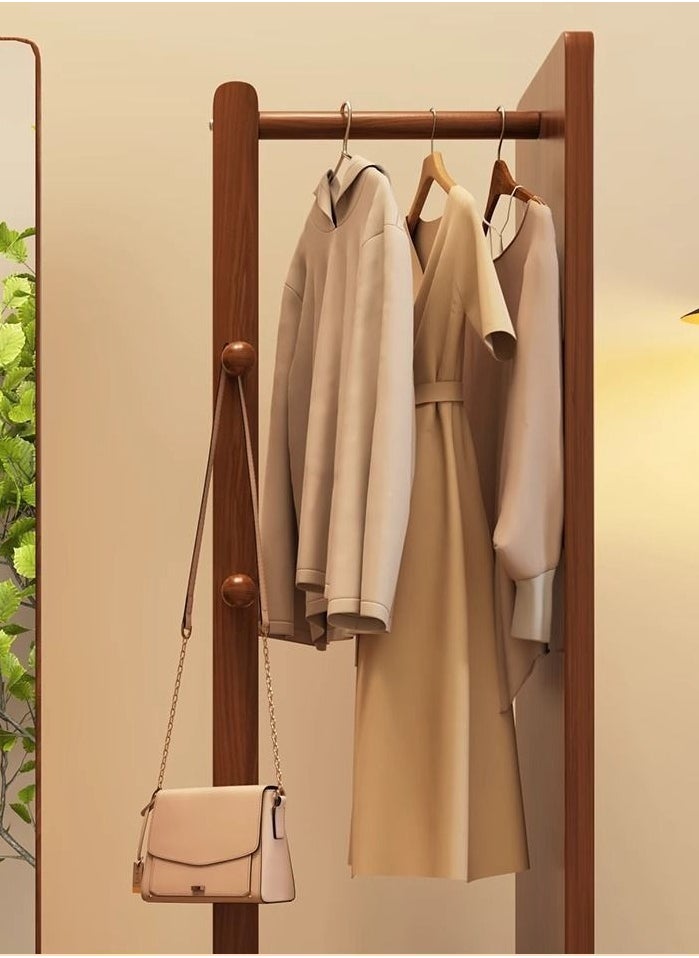Full Length Mirror with Wheels, Swivel Solid Wood Frame Bedroom Floor Mirror, 67"X16" Full Body Mirror,Brown,67 x 16