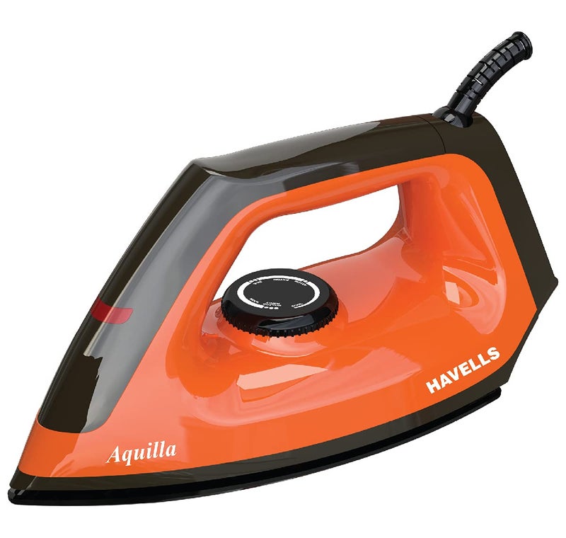 Havells Dry Iron Aquilla 1000 watts | Iron Press German Technology | Plastic Non Sick Coated Sole Plate | Shock Proof Body | 2 Yr Manufacturer Warranty (Orange/Black) - Image 1