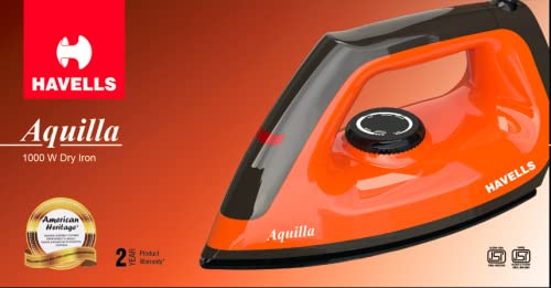 Havells Dry Iron Aquilla 1000 watts | Iron Press German Technology | Plastic Non Sick Coated Sole Plate | Shock Proof Body | 2 Yr Manufacturer Warranty (Orange/Black) - Image 5