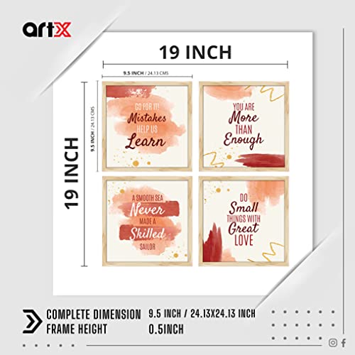 ArtX Paper Motivational Quotes Wall Frame Art Painting, Framed Paintings For Home Office Decor 19 X 19 inches, 9.5 X 9.5 each, Multicolor Posters With Frame, Set of 4 (Hope) - Image 2