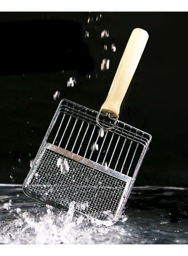 مغرفة فضلات القطط المعدنية المصنوعة من الفولاذ المقاوم للصدأ، مقبض غير قابل للانزلاق، مغرفة فضلات القطط متينة عالية الجودة وغير لاصقة - Image 2