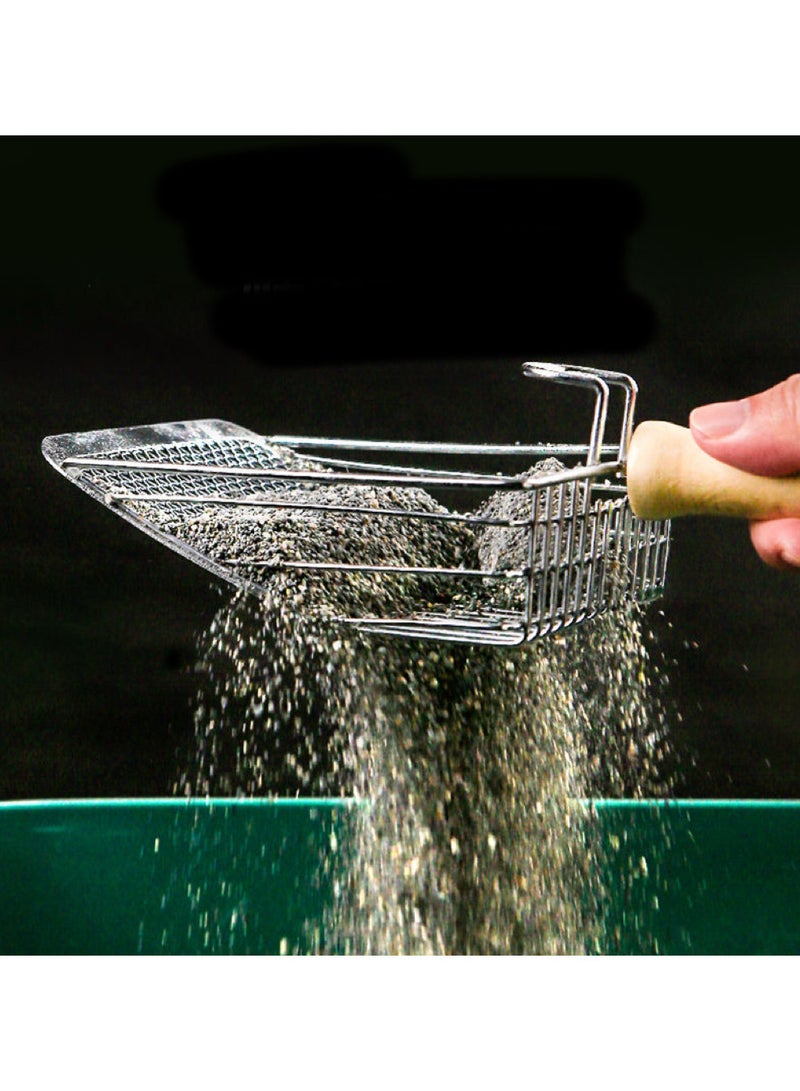 مغرفة فضلات القطط المعدنية المصنوعة من الفولاذ المقاوم للصدأ، مقبض غير قابل للانزلاق، مغرفة فضلات القطط متينة عالية الجودة وغير لاصقة - Image 3