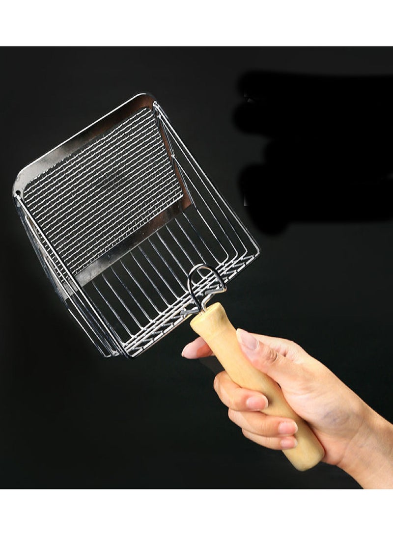 مغرفة فضلات القطط المعدنية المصنوعة من الفولاذ المقاوم للصدأ، مقبض غير قابل للانزلاق، مغرفة فضلات القطط متينة عالية الجودة وغير لاصقة - Image 4