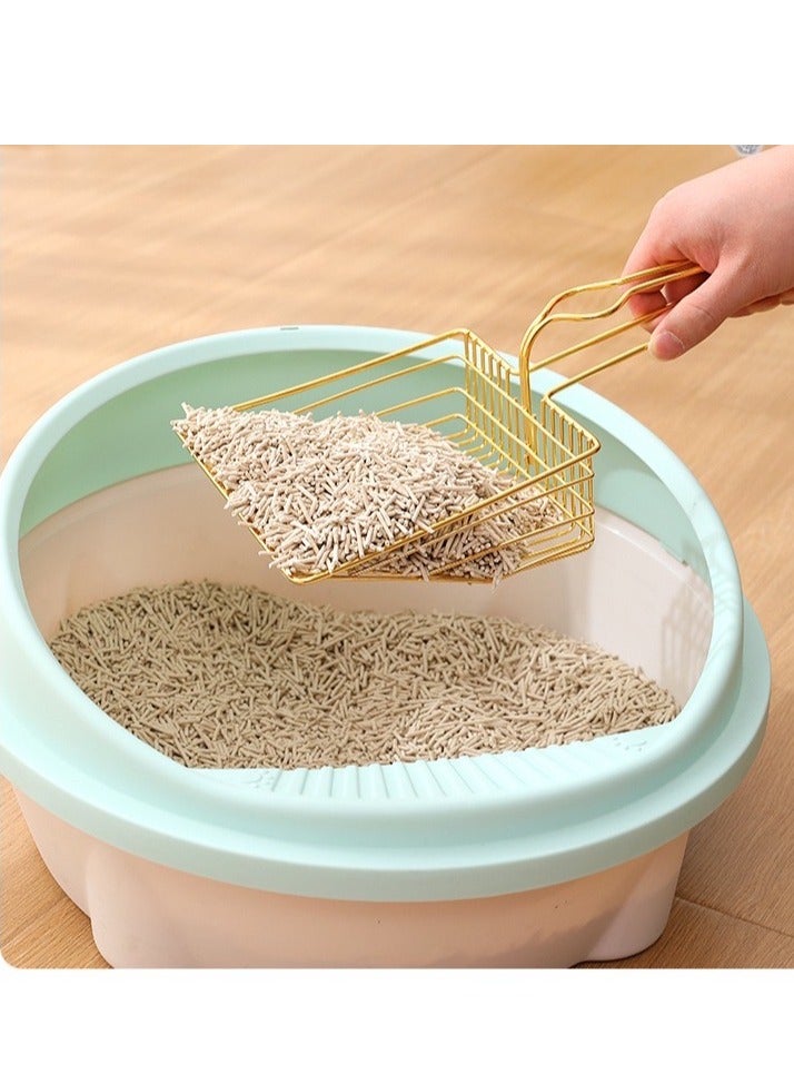 مغرفة فضلات القطط المعدنية المصنوعة من الفولاذ المقاوم للصدأ، مقبض غير قابل للانزلاق، مغرفة فضلات القطط متينة عالية الجودة وغير لاصقة - Image 3