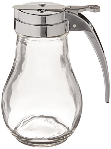 Tablecraft Tablecraft H414 Syrup Dispenser with Chrome Plated Metal Top, 14 oz, Clear - Image 1