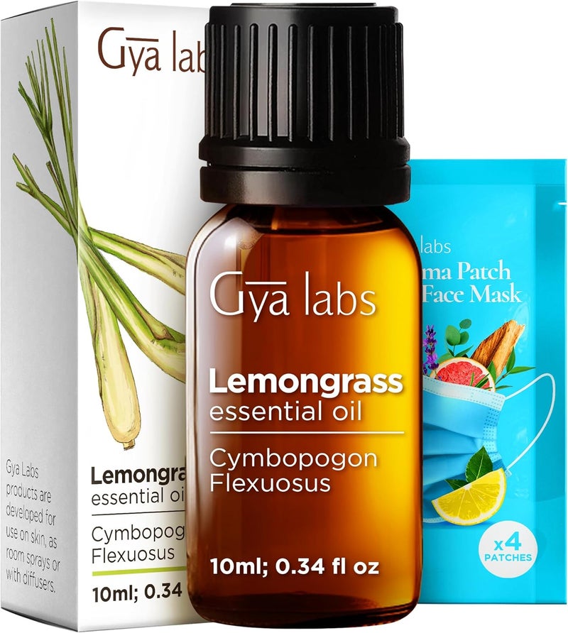 Gya Labs Lemongrass Essential Oil - 0.34 Fl Oz - for Hair, Skin, Diffuser, Aromatherapy & DIY Candle Making Scent - Image 1