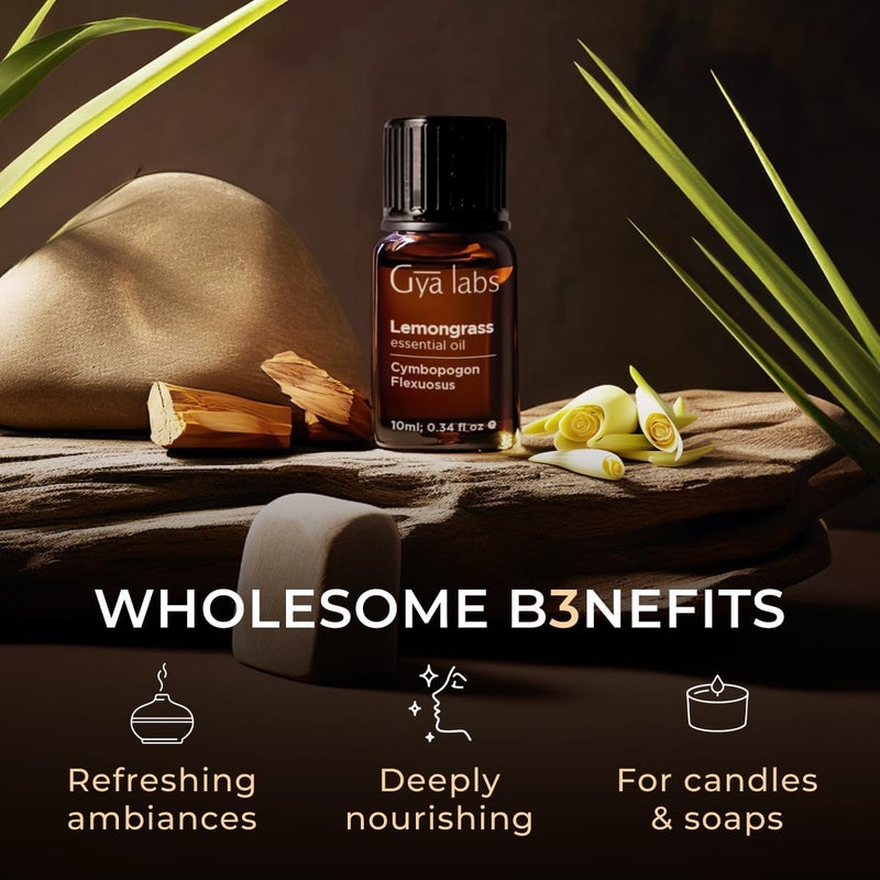 Gya Labs Lemongrass Essential Oil - 0.34 Fl Oz - for Hair, Skin, Diffuser, Aromatherapy & DIY Candle Making Scent - Image 5