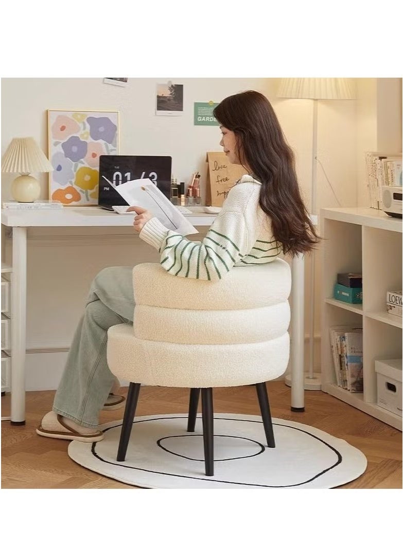 TELANPU Bouclé Fabric Vanity Chair – Elegant Modern Dressing Chair with Soft Upholstery & Sturdy Frame, White” - Image 3