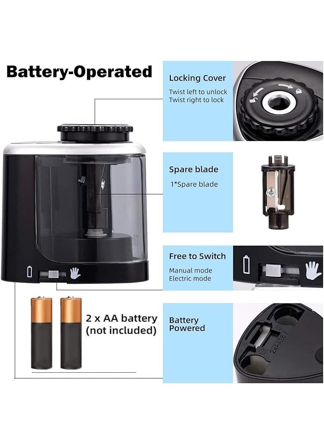 DMG TECH Electric Pencil Sharpener Portable Pencil Sharpener Kids For 6 7.8Mm Colored Pencils Fast Sharpening Ideal For Short Pencils For School Pencil Sharpener Classroom Office Home  - Image 3