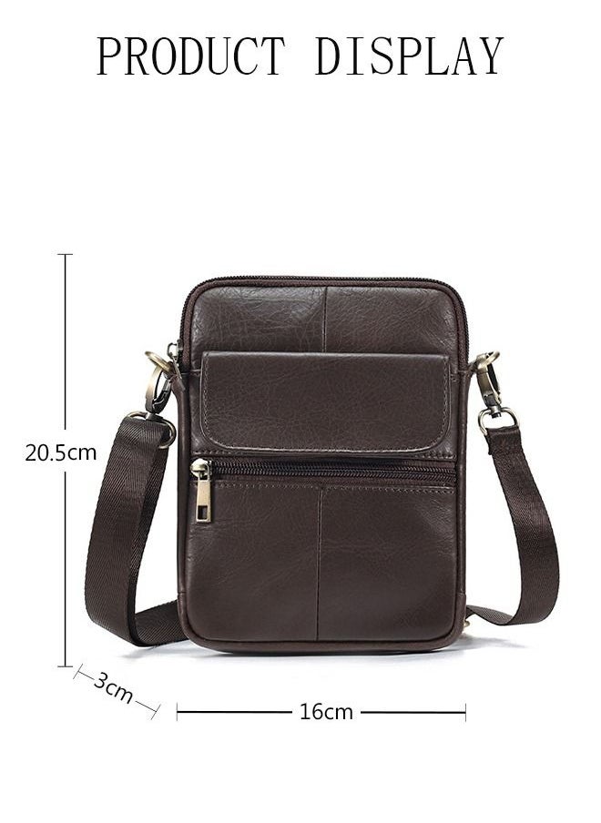 DUNISO Mens Leather Crossbody Bag Shoulder Bag with Adjustable Strap and Top Handle Multi-layer Functional New Trends Fashion Handbag  - Image 4