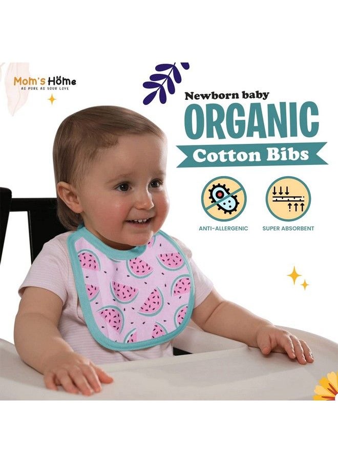 MOM'S HOME Newborn Baby'S Organic Cotton Bibs Super Absorbent Gentle To Baby Delicate Skin (09 Months)Pack Of 3  - Image 5