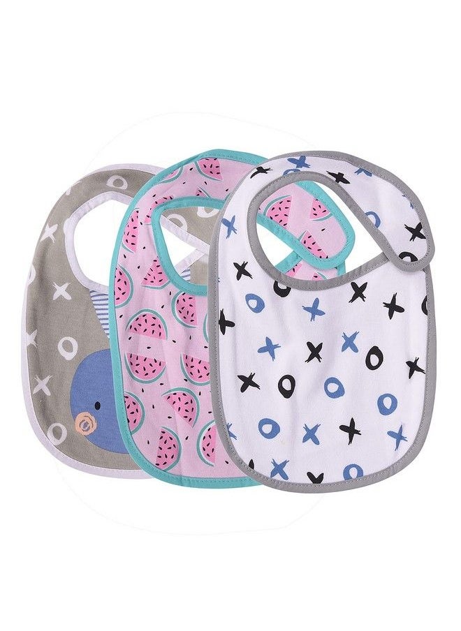 MOM'S HOME Newborn Baby'S Organic Cotton Bibs Super Absorbent Gentle To Baby Delicate Skin (09 Months)Pack Of 3  - Image 1