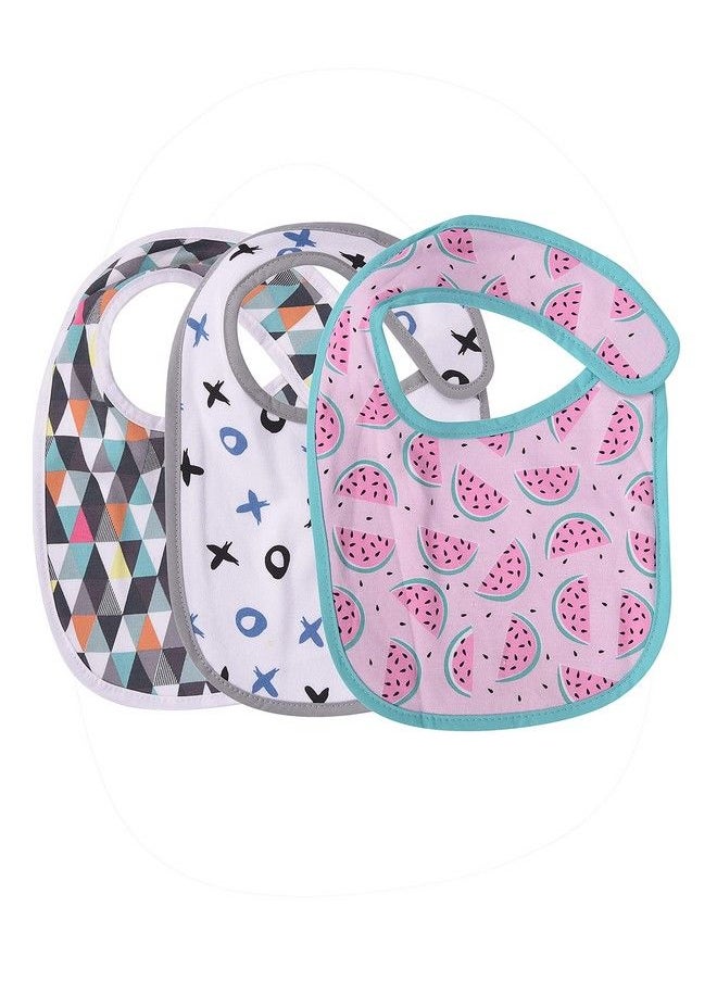 MOM'S HOME Newborn Baby'S Organic Cotton Bibs Super Absorbent Gentle To Baby Delicate Skin (09 Months)Pack Of 3  - Image 3