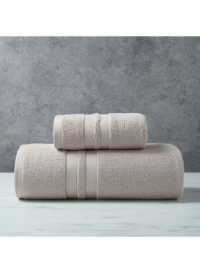 Arabest Two-piece household daily use pure cotton bath towel pure cotton towel thickened absorbent (Brown) - Image 1