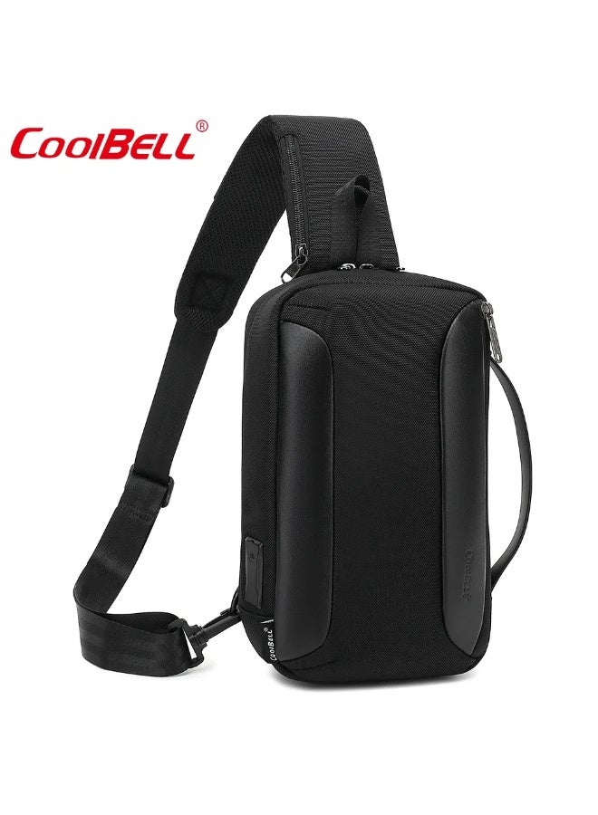 CoolBELL Fashion Men Chest Bag with USB 3.0 Charging Port Small Crossbody Bag 5.1 L Waterproof Messenger Bag for 7.9 inch iPad 7256 - Image 3