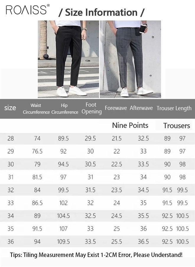 roaiss - Young Men's Suit Pants Straight Fit British Plaid Thin Section Business Casual Pants Cropped Pants - Image 1