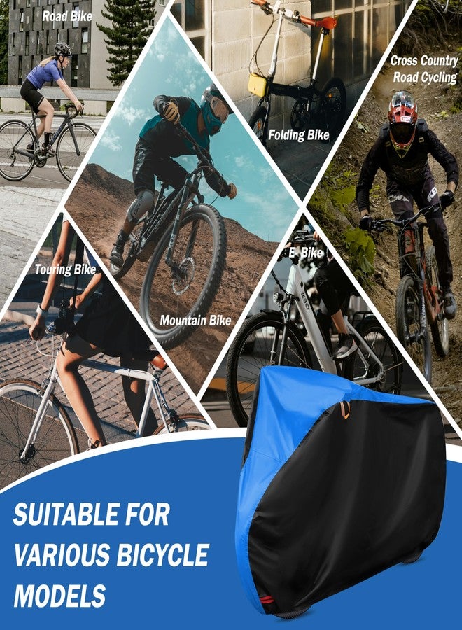 FSGRICH Bike Cover Outdoor All Weather Waterproof Rain Sun UV Dust Wind Proof with Lock Hole for Mountain & Road Bikes with Storage Bag XL (Black&blue, 79 x 27.5 x 44 inches) - Image 2