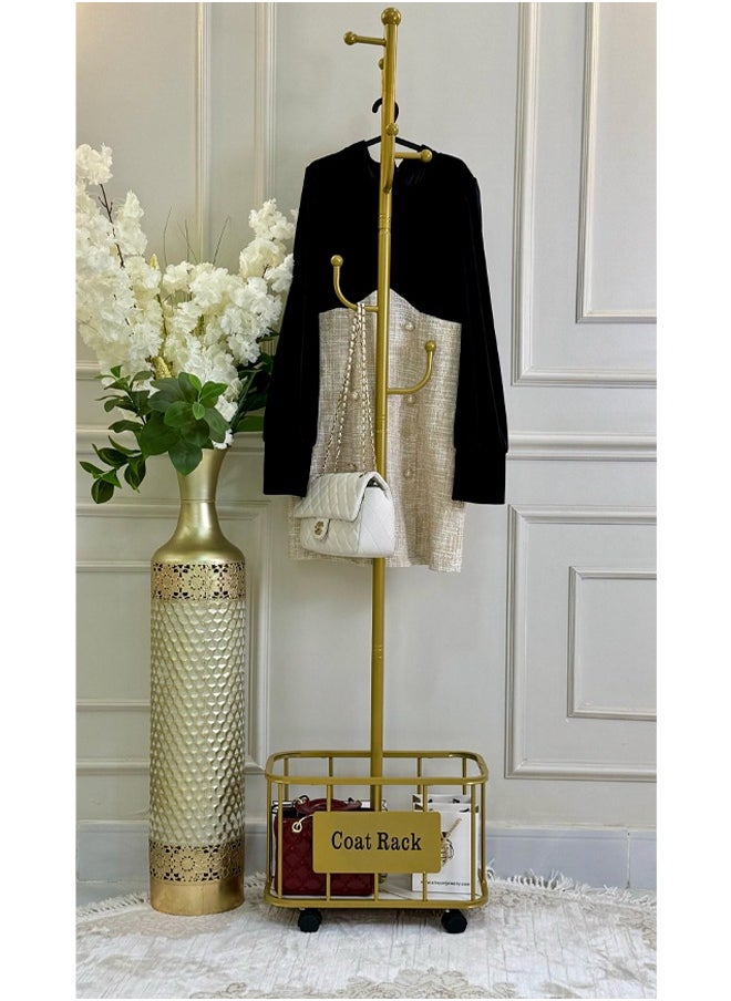 SHEE ONE Elegant clothes rack with storage basket and wheels for easy movement  - Image 3