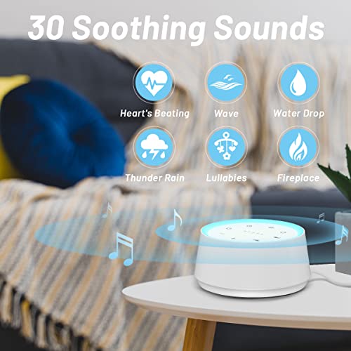 EasyHome Sleep Sound Machine White Noise Machines with 30 Soothing Sounds 12 Adjustable Night Light 10 Adjustment Brightness 32 Levels of Volume 5 Timers and Memory Function Kid Adult Travel - Image 2