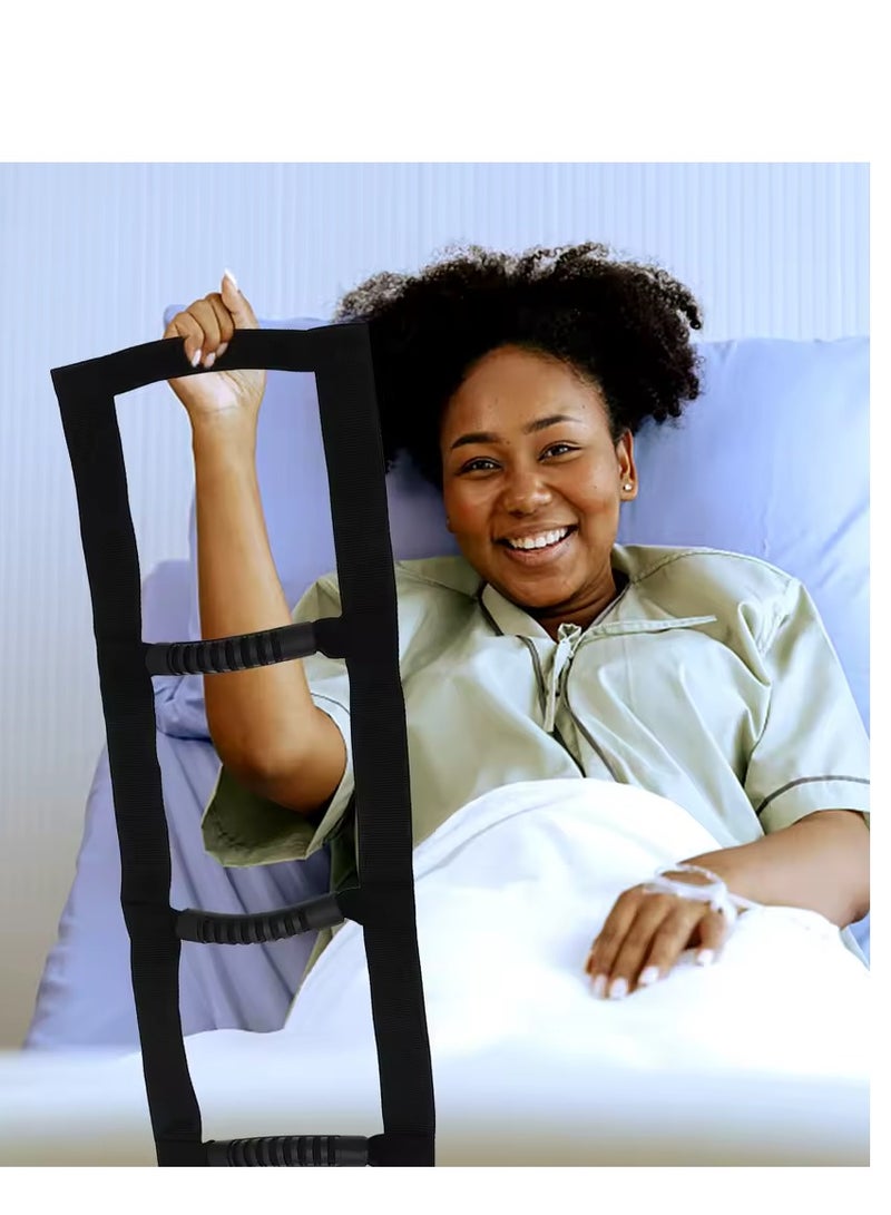 جهاز مساعدة سلم السرير، حزام شد مساعد مع حزام مقبض، حبل، مساعد سلم، رافعة جلوس لكبار السن، تعافي الإصابات، المرضى الحوامل، ذوي الإعاقة، مقبض يد مبطن (أسود) - Image 3