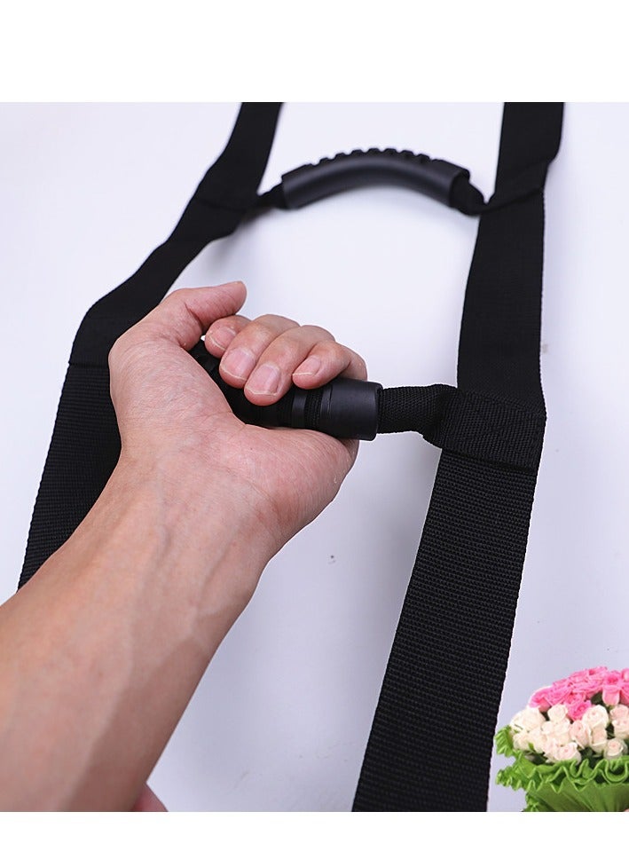 جهاز مساعدة سلم السرير، حزام شد مساعد مع حزام مقبض، حبل، مساعد سلم، رافعة جلوس لكبار السن، تعافي الإصابات، المرضى الحوامل، ذوي الإعاقة، مقبض يد مبطن (أسود) - Image 2