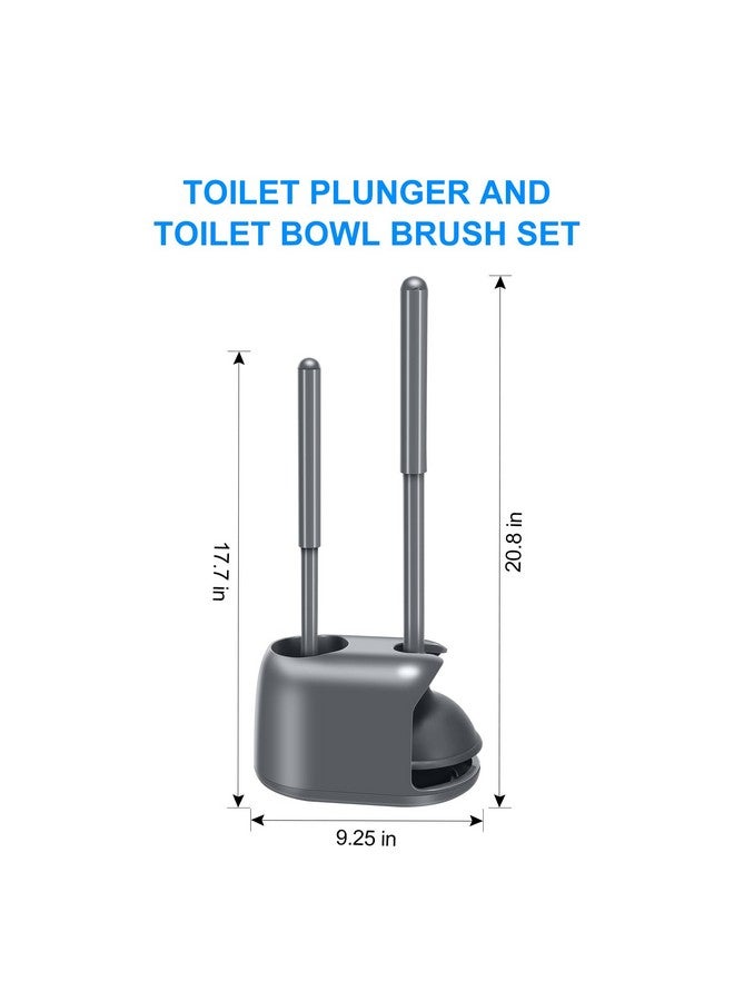 SetSail Toilet Brush and Plunger Set, 2 Packs Toilet Plungers for Bathroom Heavy Duty Toilet Bowl Brush and Holder Hidden Toilet Plunger and Brush Set for Deeply Cleaning - Gray - Image 2