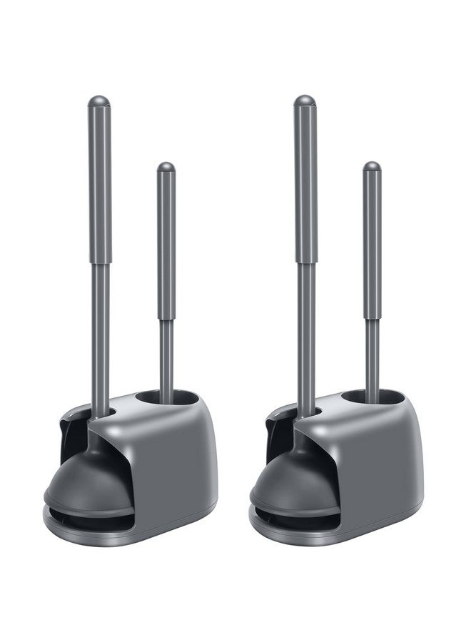 SetSail Toilet Brush and Plunger Set, 2 Packs Toilet Plungers for Bathroom Heavy Duty Toilet Bowl Brush and Holder Hidden Toilet Plunger and Brush Set for Deeply Cleaning - Gray - Image 1
