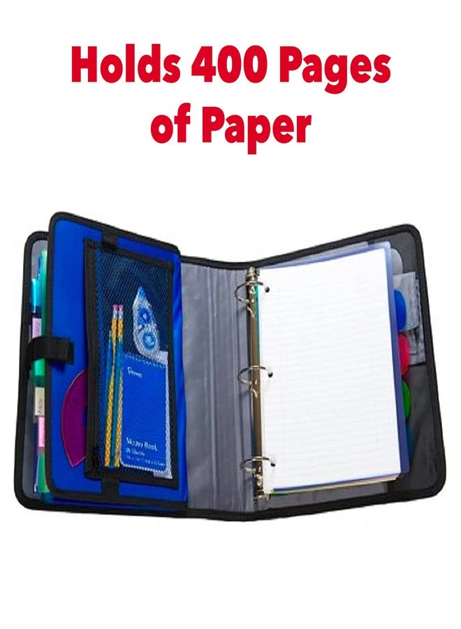 Case it Case-it The Open Tab Velcro Opening Binder - 2 Inch O-Rings - 5 Color Tab Expanding File Folder - Multiple Pockets - 400 Sheet Capacity - Blue S-826-A - Image 3