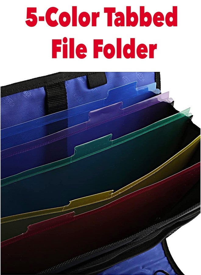 Case it Case-it The Open Tab Velcro Opening Binder - 2 Inch O-Rings - 5 Color Tab Expanding File Folder - Multiple Pockets - 400 Sheet Capacity - Blue S-826-A - Image 5