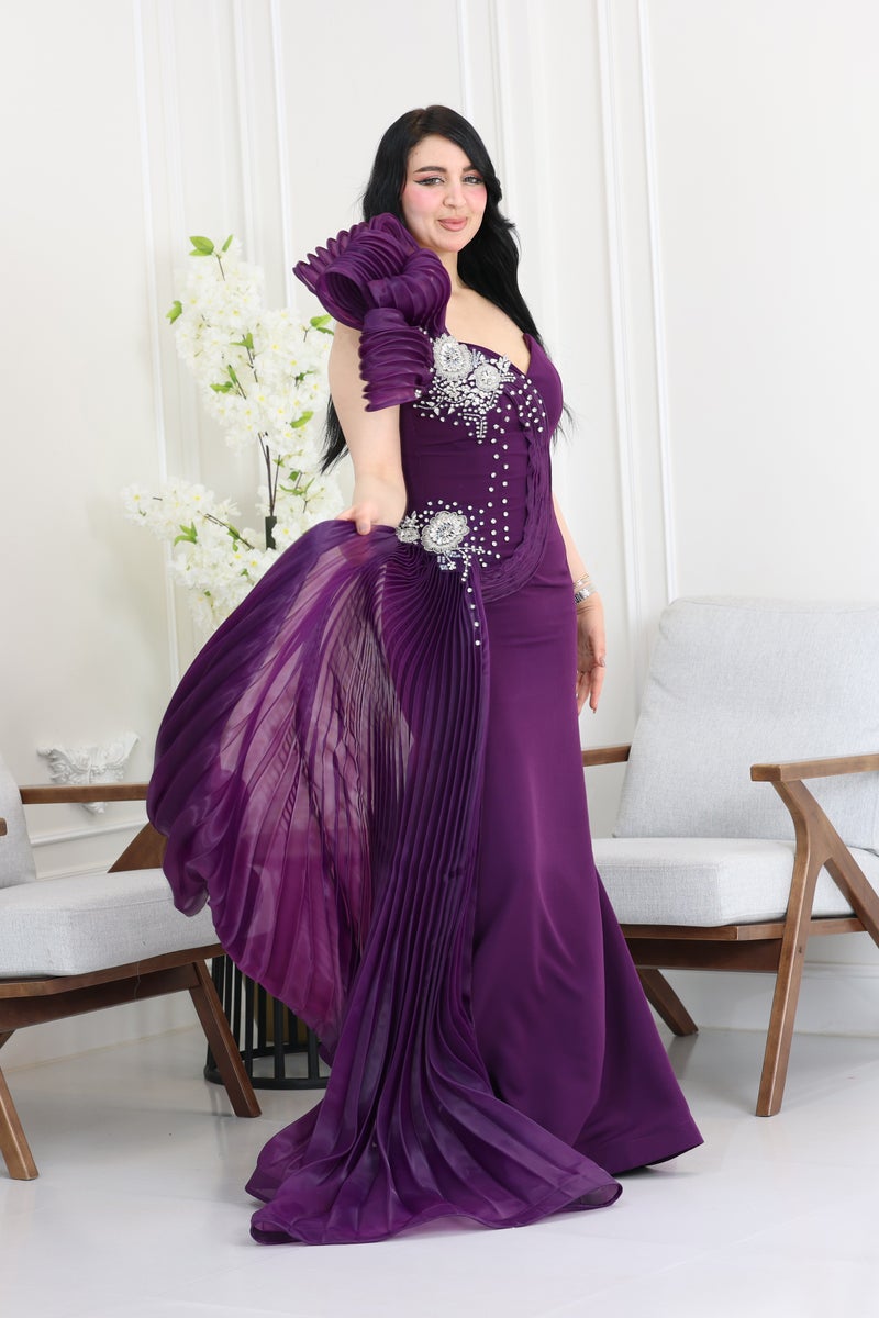 المصمم الحديث فستان سهره بتطريز فاخر يليق بذوقك الراقي ويمنحك إطلالة تخطف الأنظار بكل مناسبة - Image 1