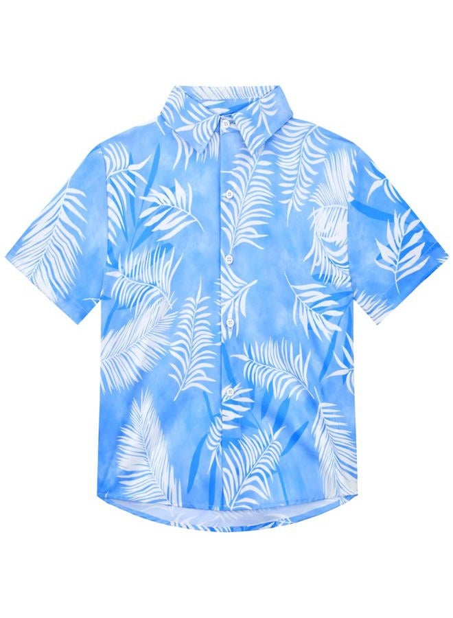 Nymphperi Boys Hawaiian Shirt Tropical Short Sleeve Cool Cute Casual Button Down Tops for Youth Kids Toddler Summer Beach, H017, 9-10 Years - Image 1