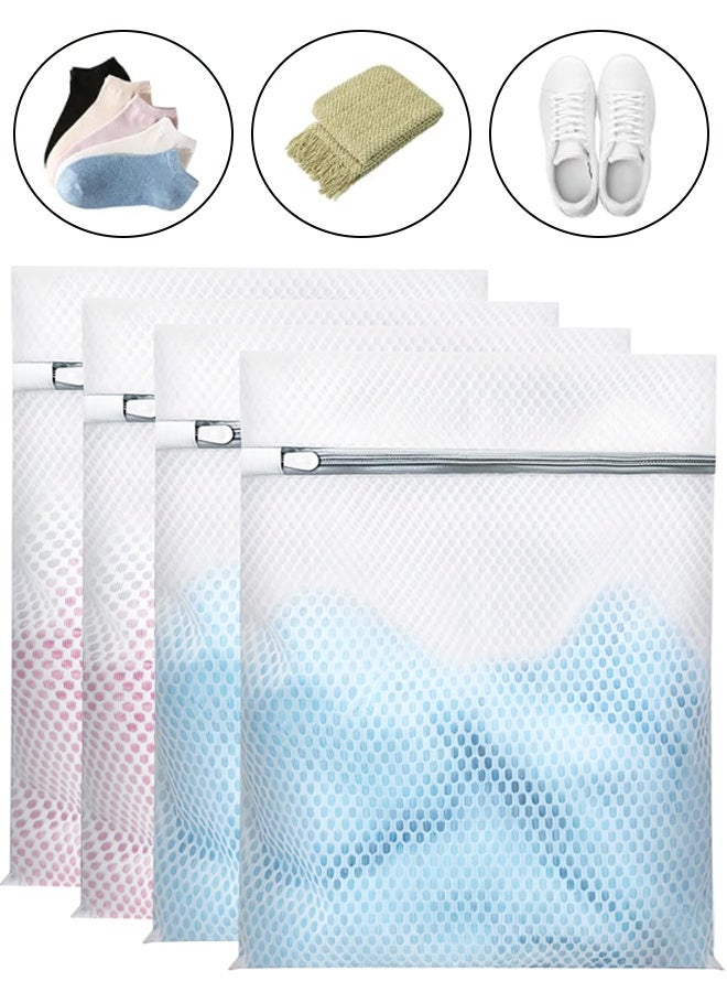 4‑Pack Mesh Laundry Wash Bags for Delicates, Honeycomb & Fine Mesh with Sturdy Zippers,Washing Machine Clothes Protector - Image 1