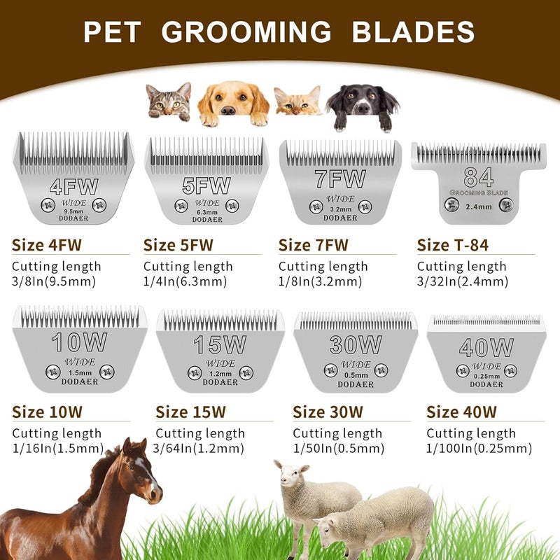 DODAER 15W Detachable Dog Grooming Wide BladesCompatible with AndisOster A5Wahl KM10 Series ClippersCut Length 36412mm - Image 4
