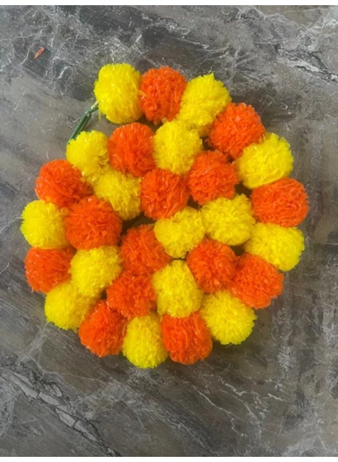 Shreeji Artificial Marigold Garland – Pack of 5, 5.1 ft Each | 34 Flowers per String | 3-Inch Blooms – Largest & Longest in Market | Indian Festival & Wedding Decor - Image 3